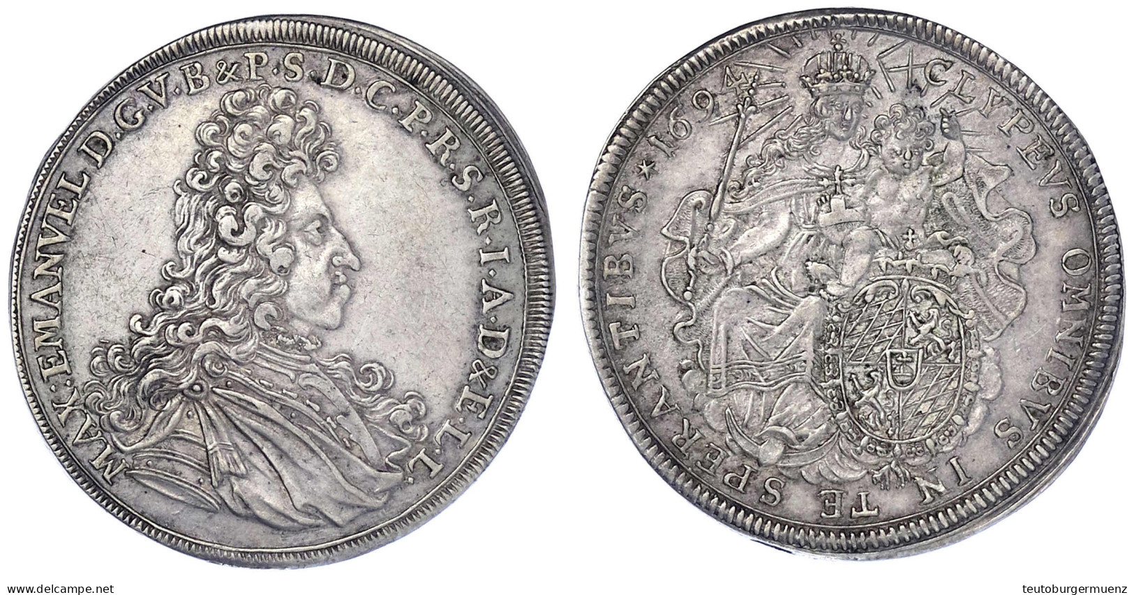 Reichstaler 1694. Brustb. Mit Langer Perücke N.r./Madonna Hinter Wappen. 29,12 G. Sehr Schön/vorzüglich. Hahn 199. Witte - Goldmünzen