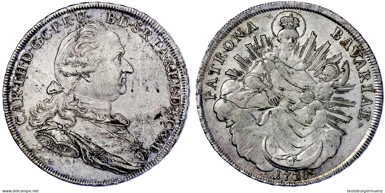 Madonnentaler 1778, München. 27,96 G. Vorzüglich, Berieben, Nahezu Keine Justierspuren. Hahn 345. Wittelsbach 2347. Dave - Gold Coins
