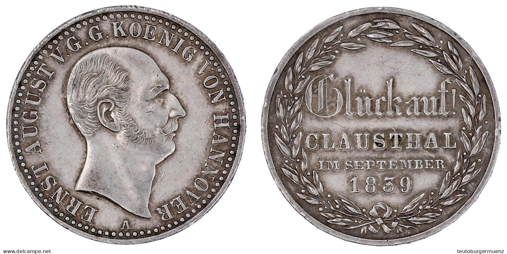 Ausbeutetaler 1839 A. GLÜCKAUF ! Clausthal Im September 1839. Gutes Sehr Schön, Kl. Randfehler, Schöne Tönung. Jaeger 65 - Pièces De Monnaie D'or