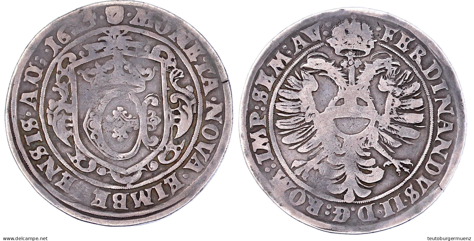 Reichstaler 1624, Mit Titel Ferdinands II. Einbecker Wappen Im Schild. 28,73 G. Sehr Schön, Leichte Prägeschwäche, Schön - Gold Coins