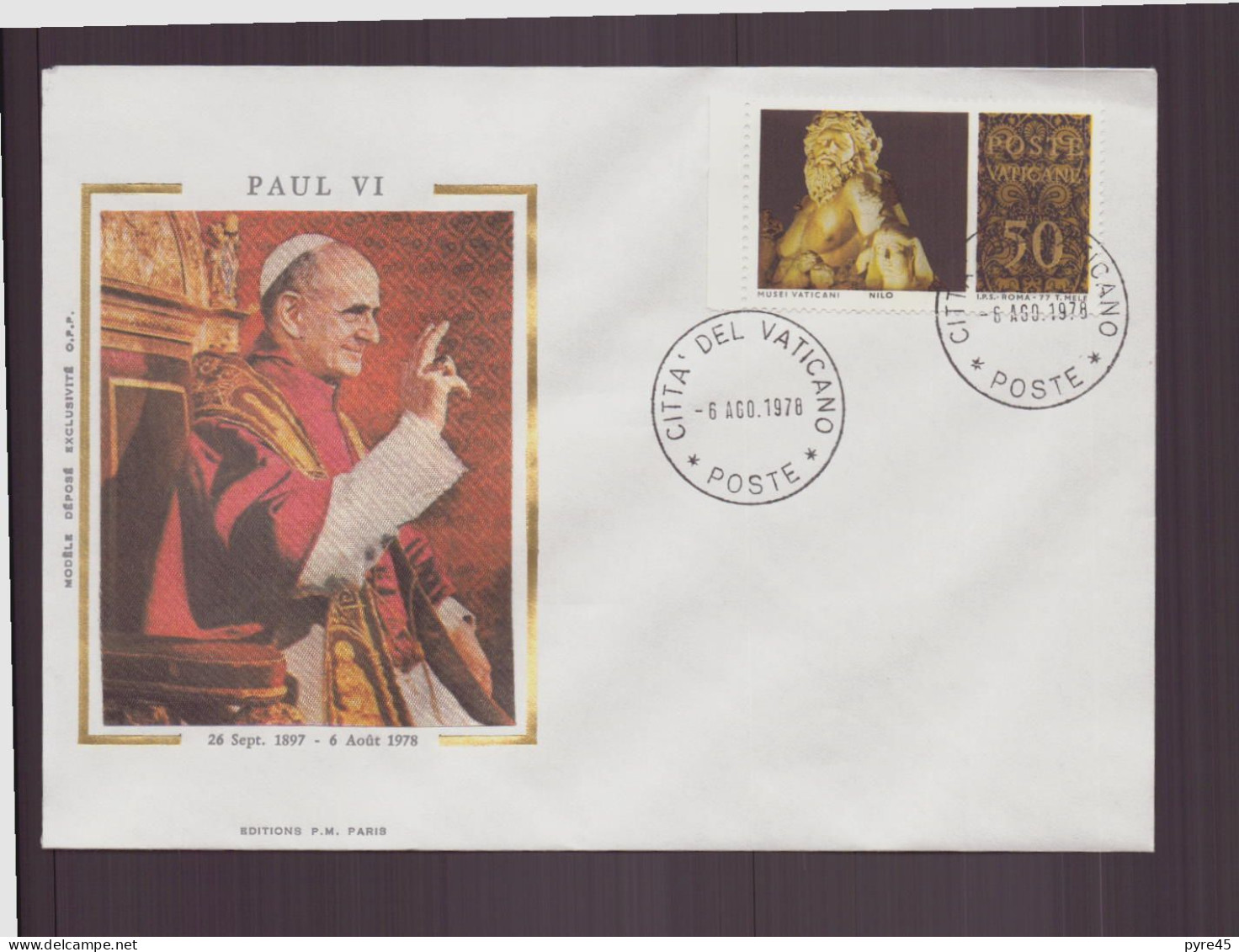 Vatican, Enveloppe Du 6 Août 1978 " Le Pape Paul VI " - Covers & Documents