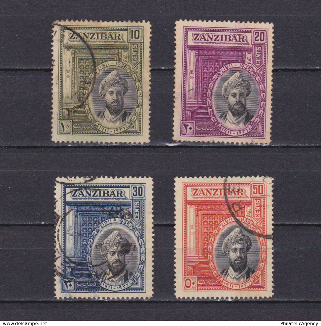 ZANZIBAR 1936, SG #323-326, Sultan Khalifa Bin Harub, Literature, Used - Zanzibar (...-1963)