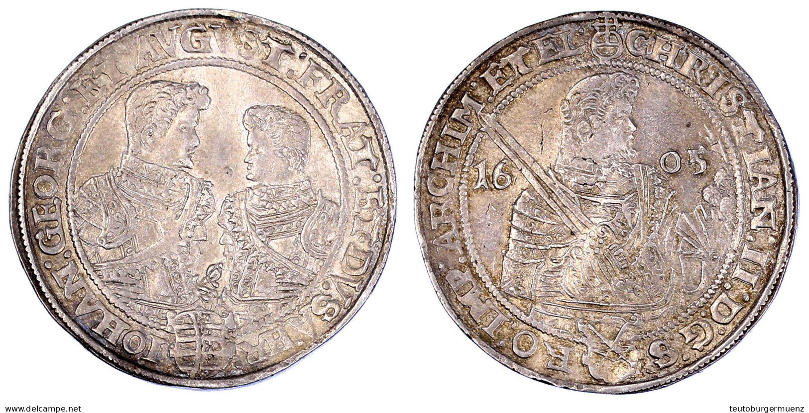 Reichstaler 1605 HR, Dresden. Rs. Kleine Brustbilder. 29,20 G. Sehr Schön. Schnee 760. Keilitz/Kahnt. 227. - Pièces De Monnaie D'or