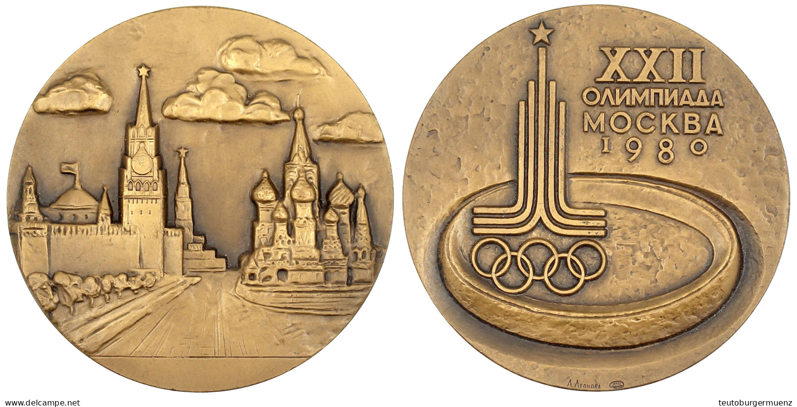 Bronzemedaille 1980 Von Leonova. Oly. Spiele Moskau. 60 Mm. Vorzüglich/Stempelglanz - Sonstige & Ohne Zuordnung