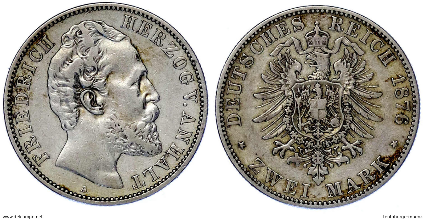 2 Mark 1876 A. Gutes Sehr Schön. Jaeger 19. - Other & Unclassified