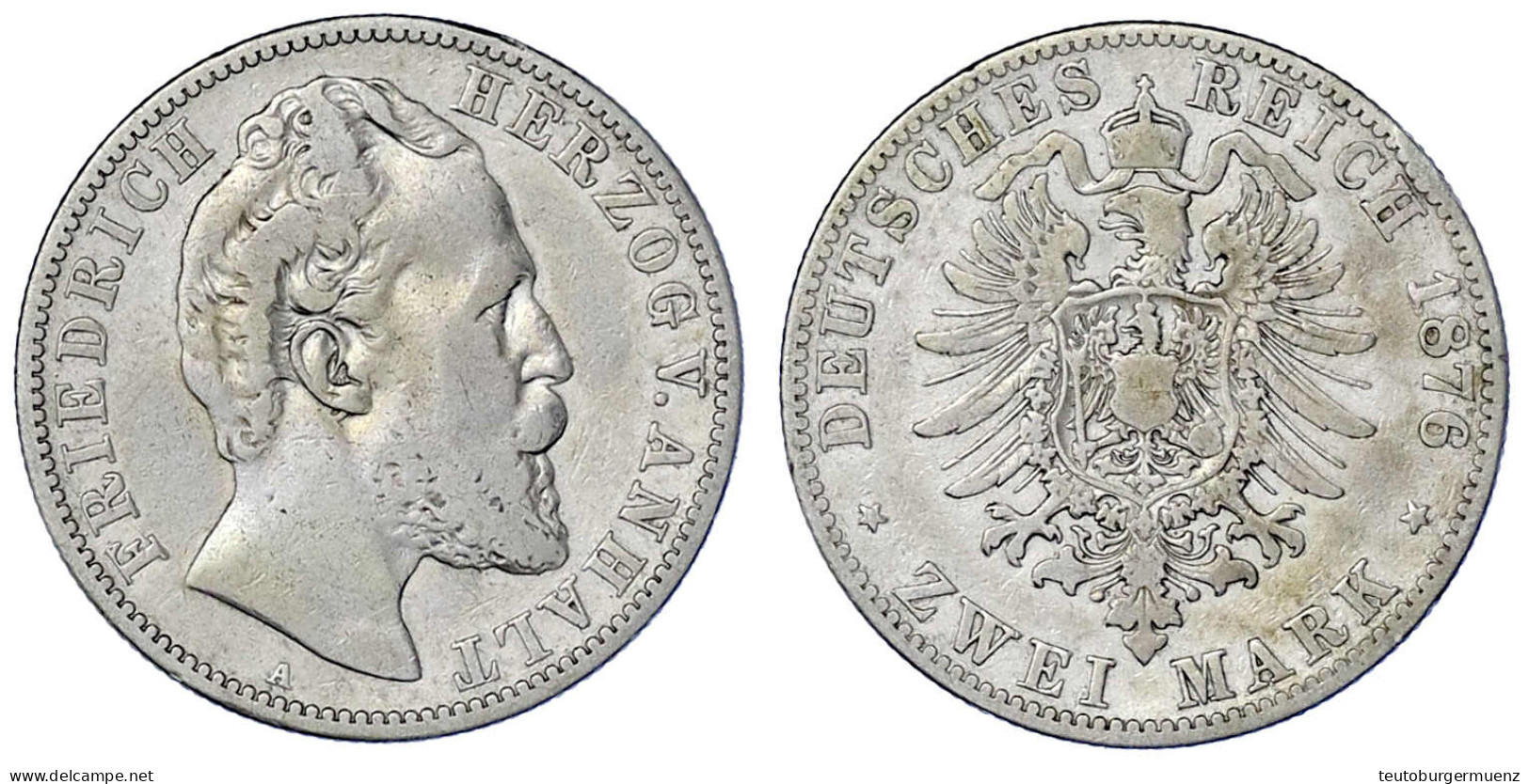 2 Mark 1876 A. Schön/sehr Schön, Randfehler. Jaeger 19. - Sonstige & Ohne Zuordnung