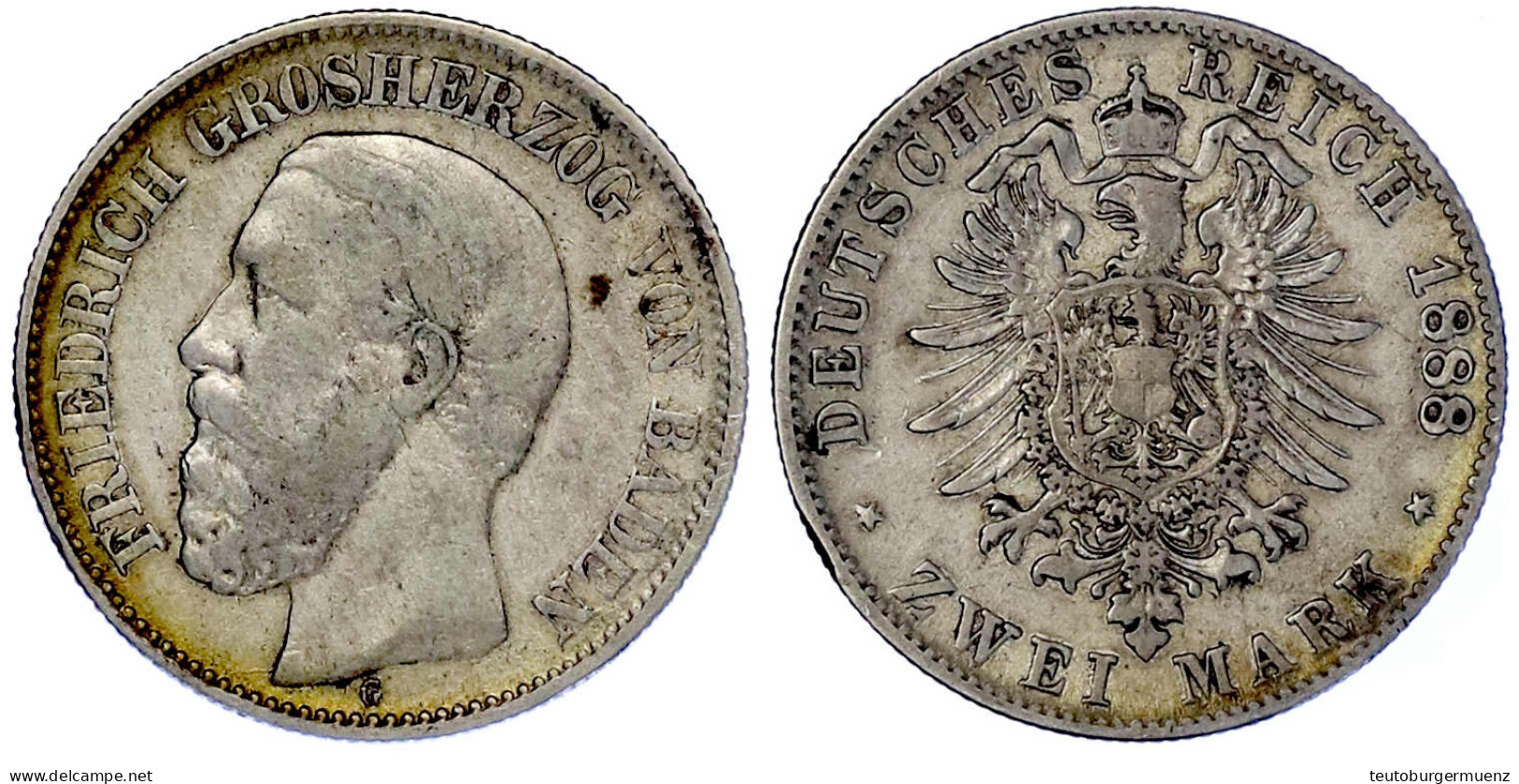 2 Mark 1888 G. Sehr Schön. Jaeger 26. - Autres & Non Classés