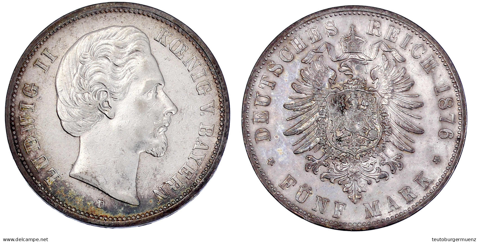 5 Mark 1876 D. Sehr Schön/vorzüglich. Jaeger 42. - Autres & Non Classés