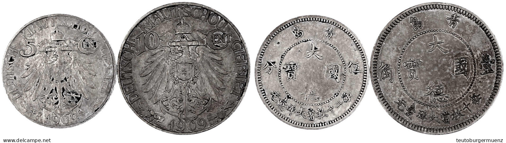 2 Stück: 5 Und 10 Cent 1909. Beide Sehr Schön. Jaeger 729, 730. - Kiao Chau