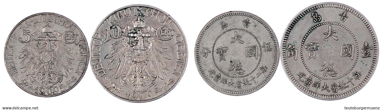 2 Stück: 5 Und 10 Cent 1909. Vorzüglich Und Gutes Sehr Schön. Jaeger 729, 730. - Kiao Chau