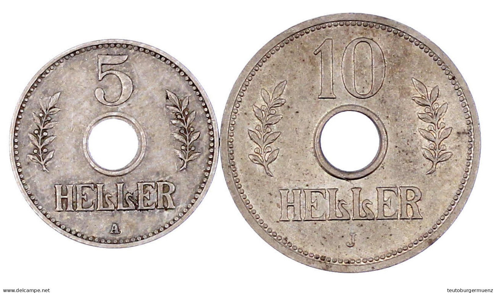 2 X Lochgeld. 5 Heller 1913 A Und 10 Heller 1914 J. Beide Vorzüglich. Jaeger 718, 719. - Afrique Orientale Allemande