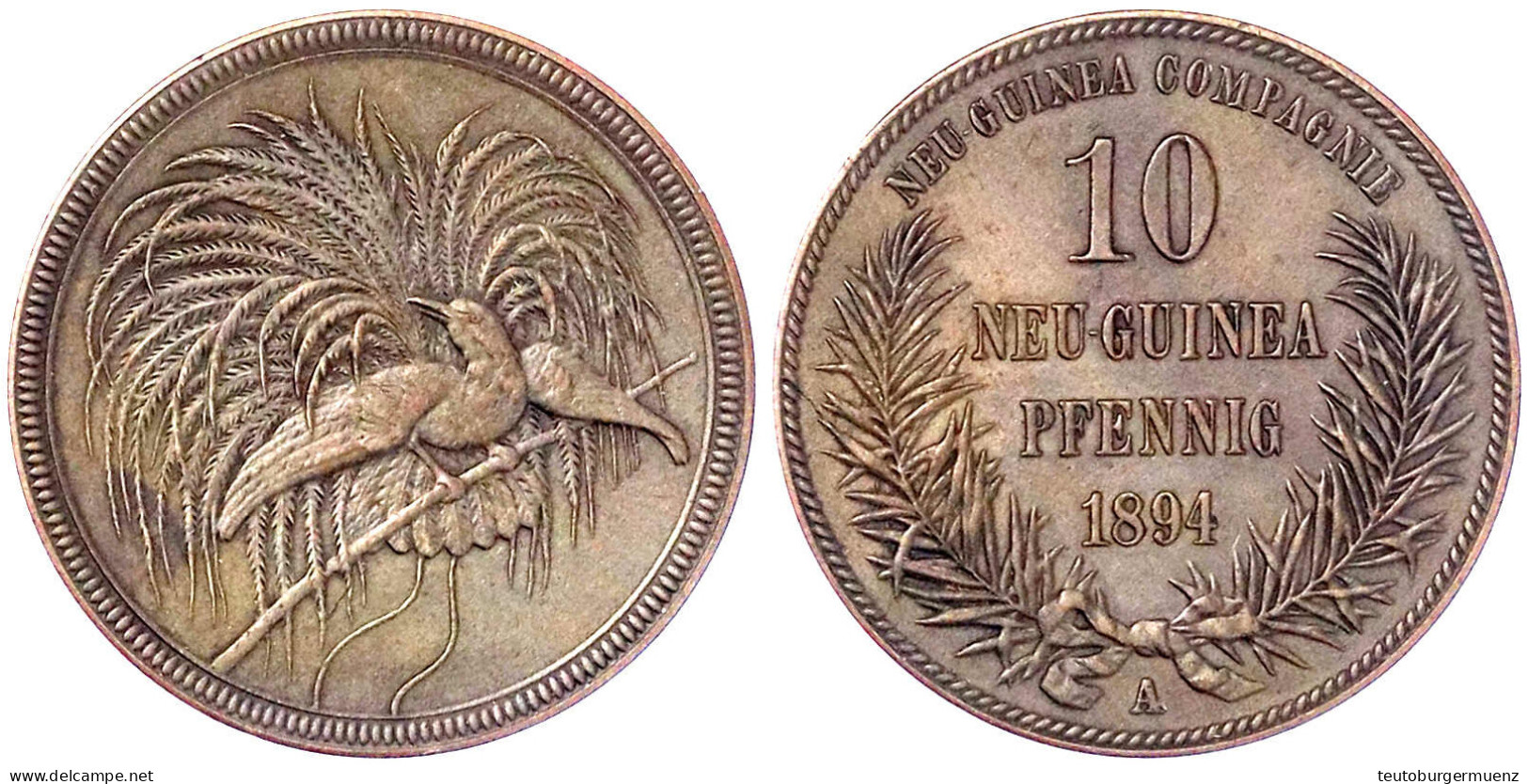 10 Neuguinea-Pfennig 1894 A. Sehr Schön/vorzüglich. Jaeger 703. - Nouvelle Guinée Allemande