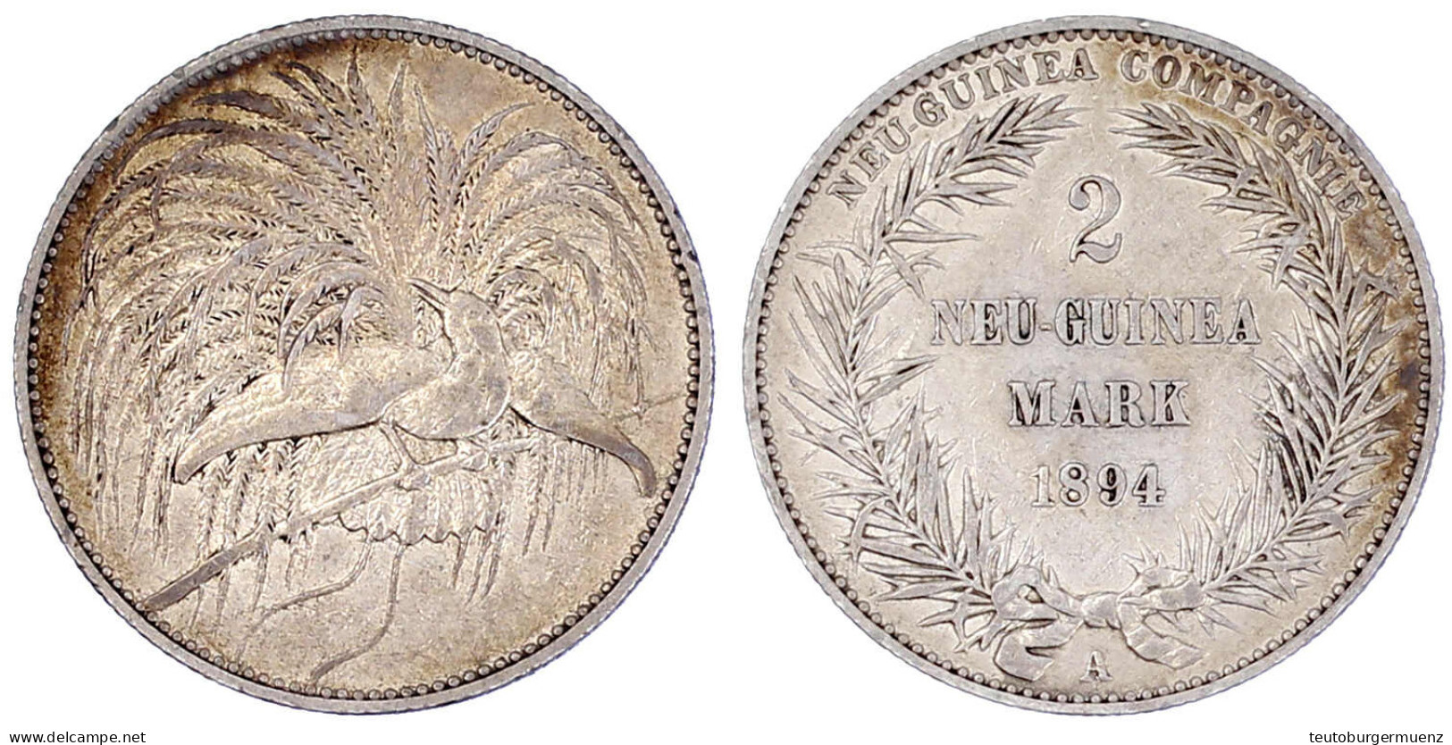 2 Neuguinea-Mark 1894 A, Paradiesvogel. Sehr Schön. Jaeger 706. - Deutsch-Neuguinea