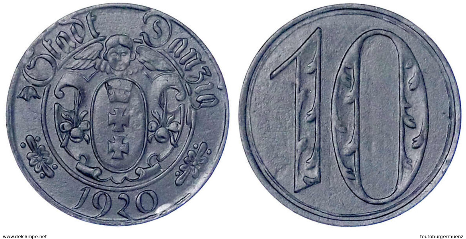 10 Pfennig 1920, Große Wertzahl. Vorzüglich, Zaponiert. Jaeger D1b. - Sonstige & Ohne Zuordnung