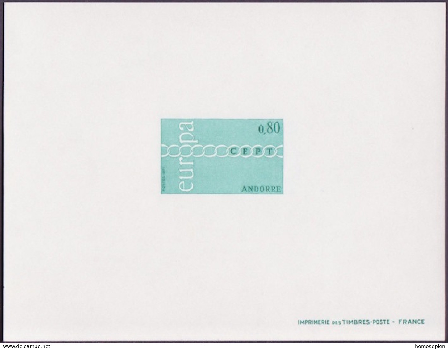 Andorre Français - Andorra épreuve 1971 Y&T N°EL213 - Michel N°DP233 *** - 80c EUROPA - Covers & Documents