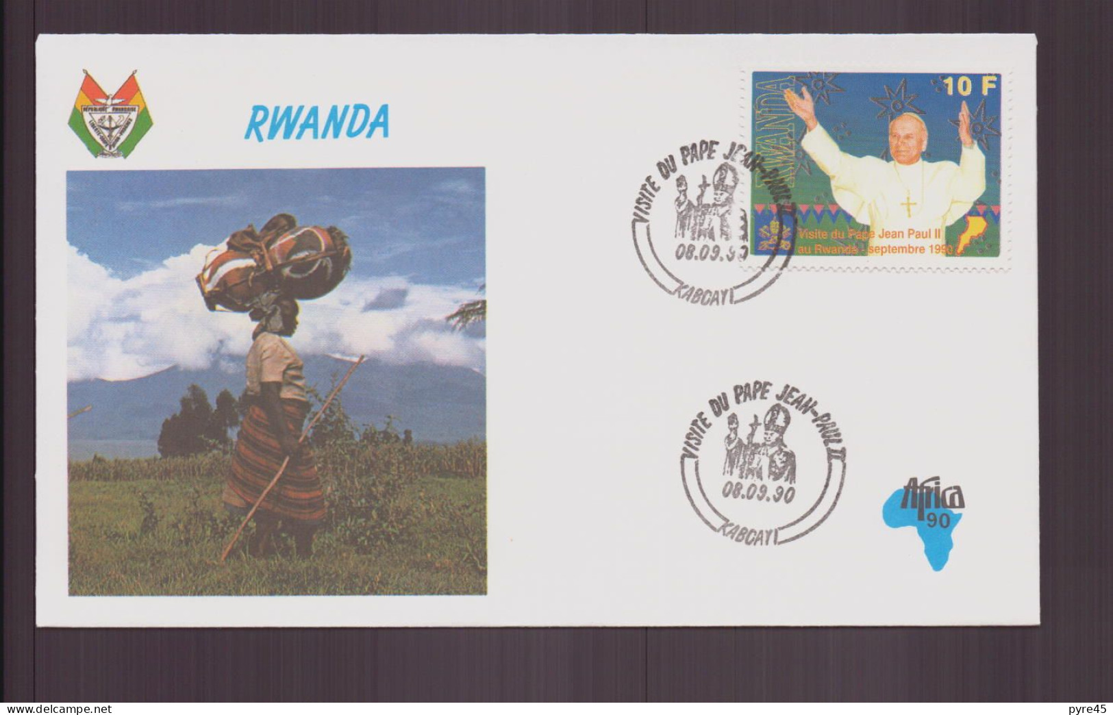 Rwanda, Enveloppe Avec Cachet Commémoratif " Visite Du Pape Jean-Paul II " Kabcay, 8 Septembre 1990 - Lettres & Documents