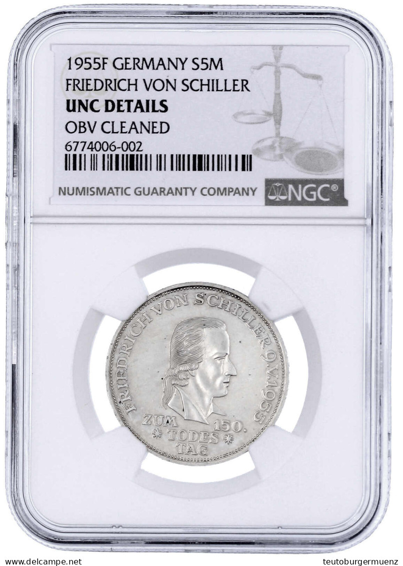 Schiller 1955 F. Im NGC-Blister Mit Grading UNC Details (Obv Cleaned) Jaeger 389. - Other & Unclassified