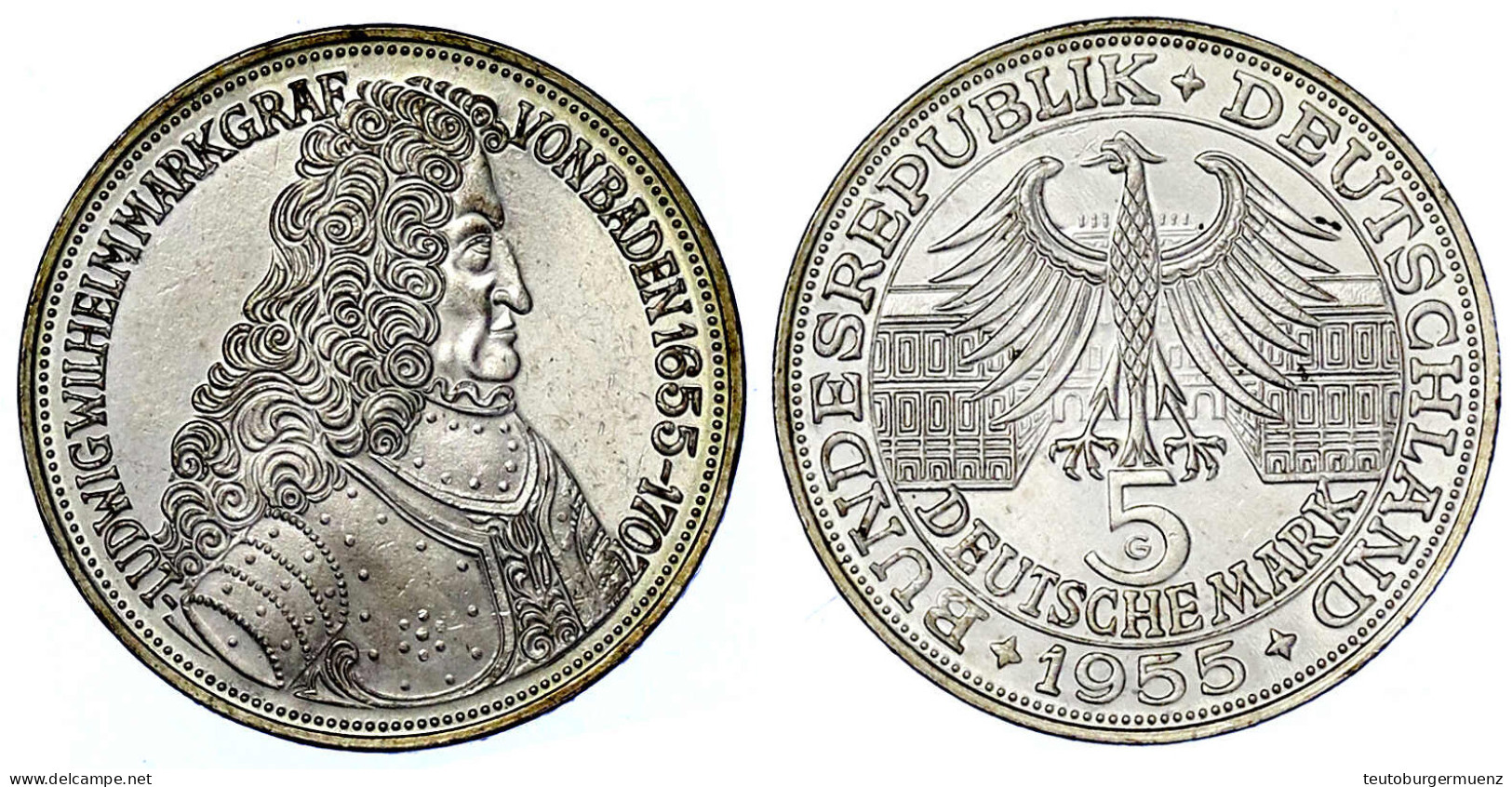 Markgraf Von Baden 1955 G. Vorzüglich/Stempelglanz. Jaeger 390. - Autres & Non Classés