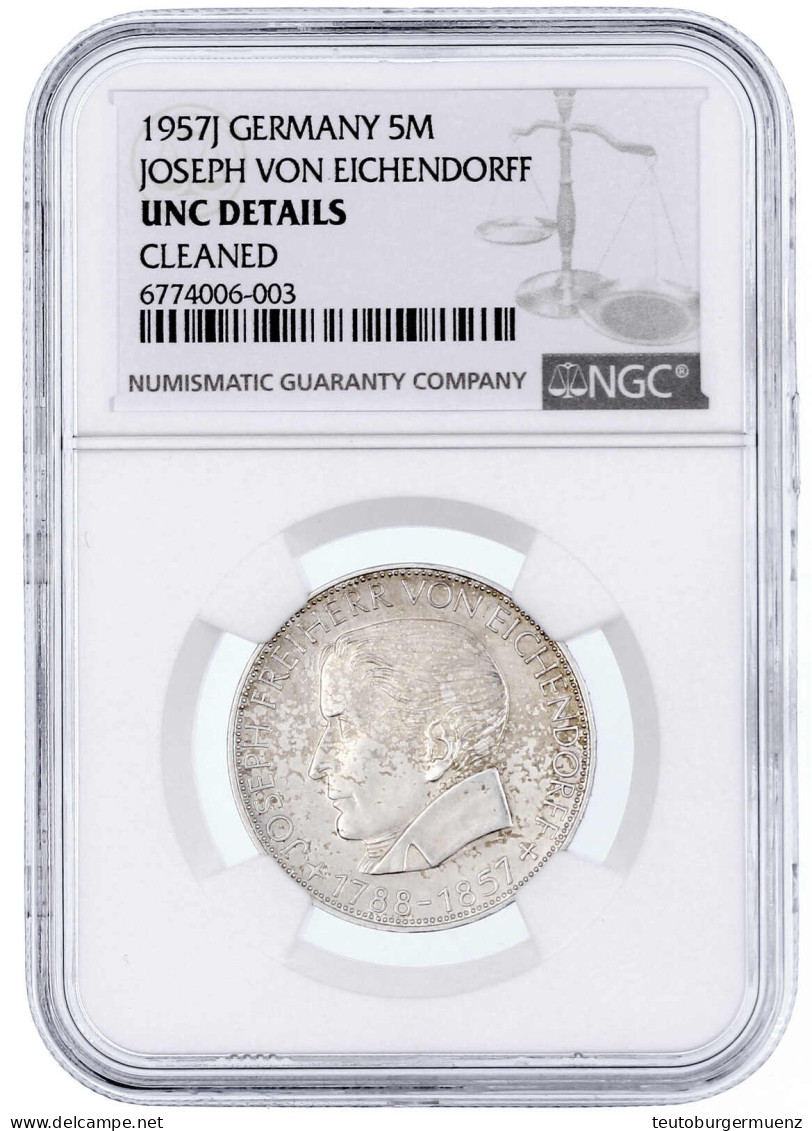 Eichendorff 1957 J. Im NGC-Blister Mit Grading UNC Details Cleaned. Jaeger 391. - Sonstige & Ohne Zuordnung