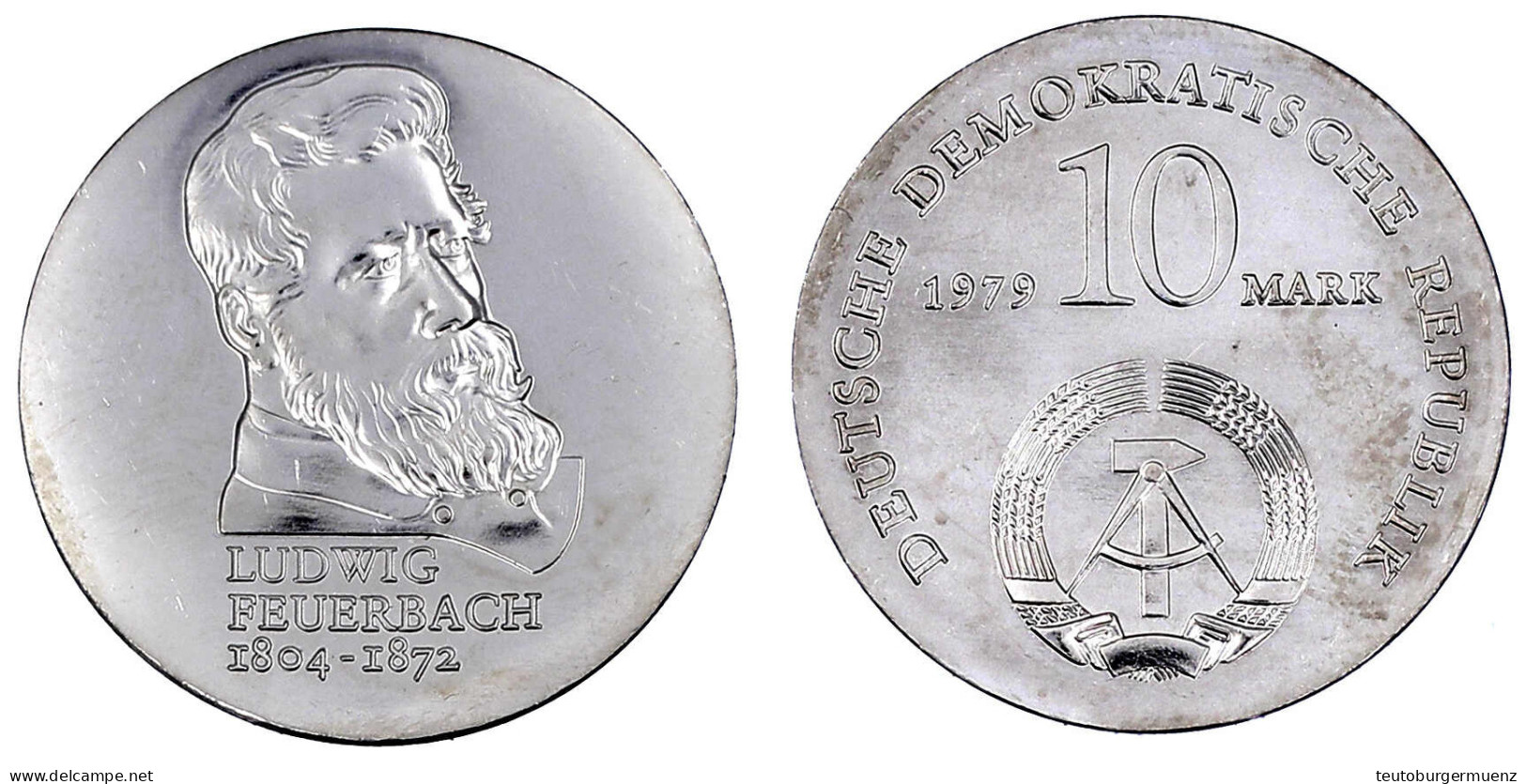 10 Mark 1979, Feuerbach. Randschrift Läuft Rechts Herum. Prägefrisch. Jaeger 1574. - Sonstige & Ohne Zuordnung