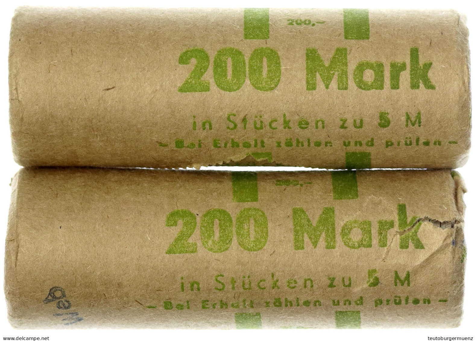 2 X Originalrolle (Papier) Mit Je 40 X 5 Mark 1990 A, Zeughaus. 1 X Papier Eingerissen. Stempelglanz, Export. Jaeger 163 - Autres & Non Classés