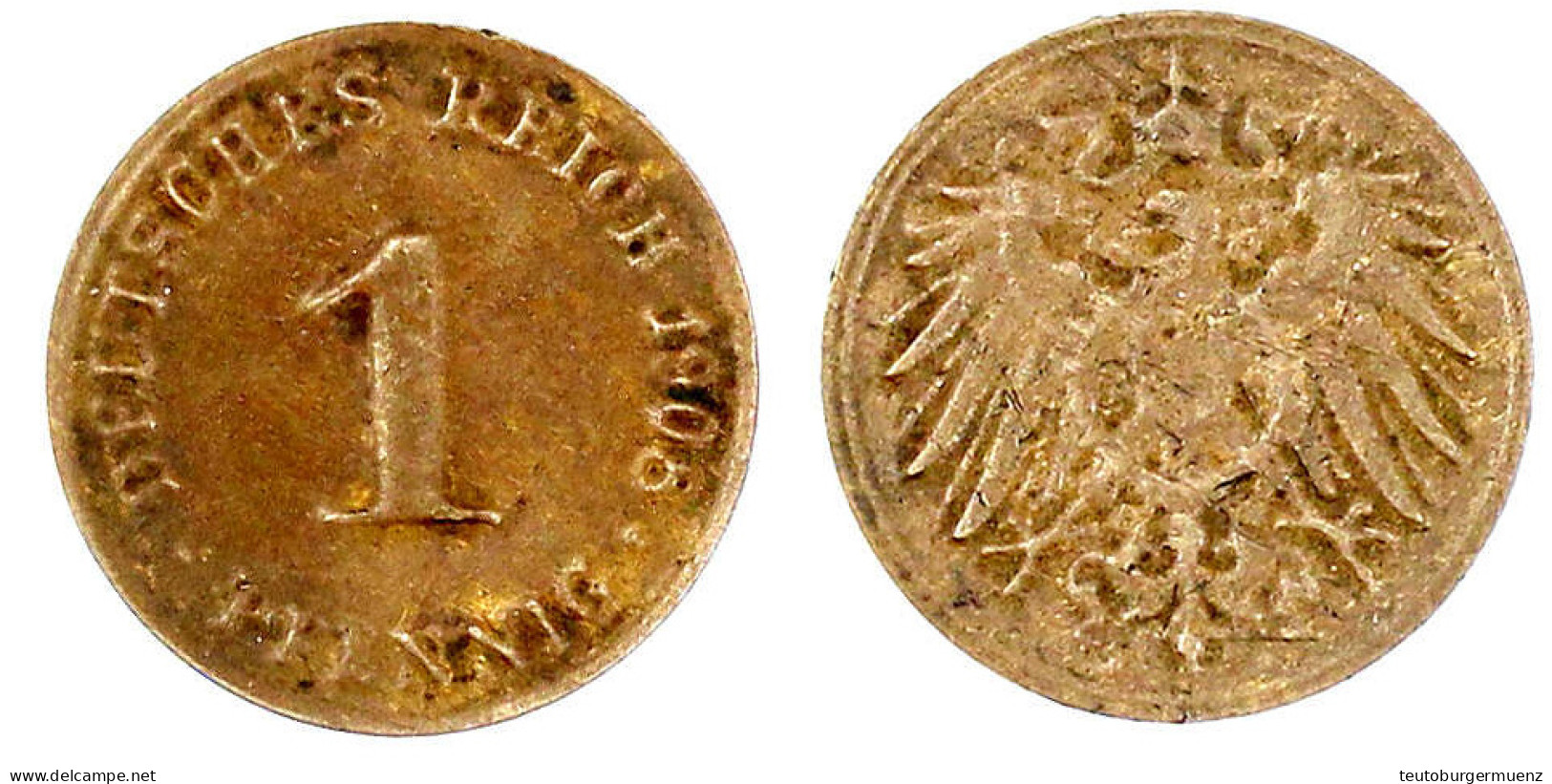 1 Pfennig 1908 A. Auf Viel Zu Dünnem Schrötling. 0.89 G. Vorzüglich. Jaeger 10. - Other & Unclassified