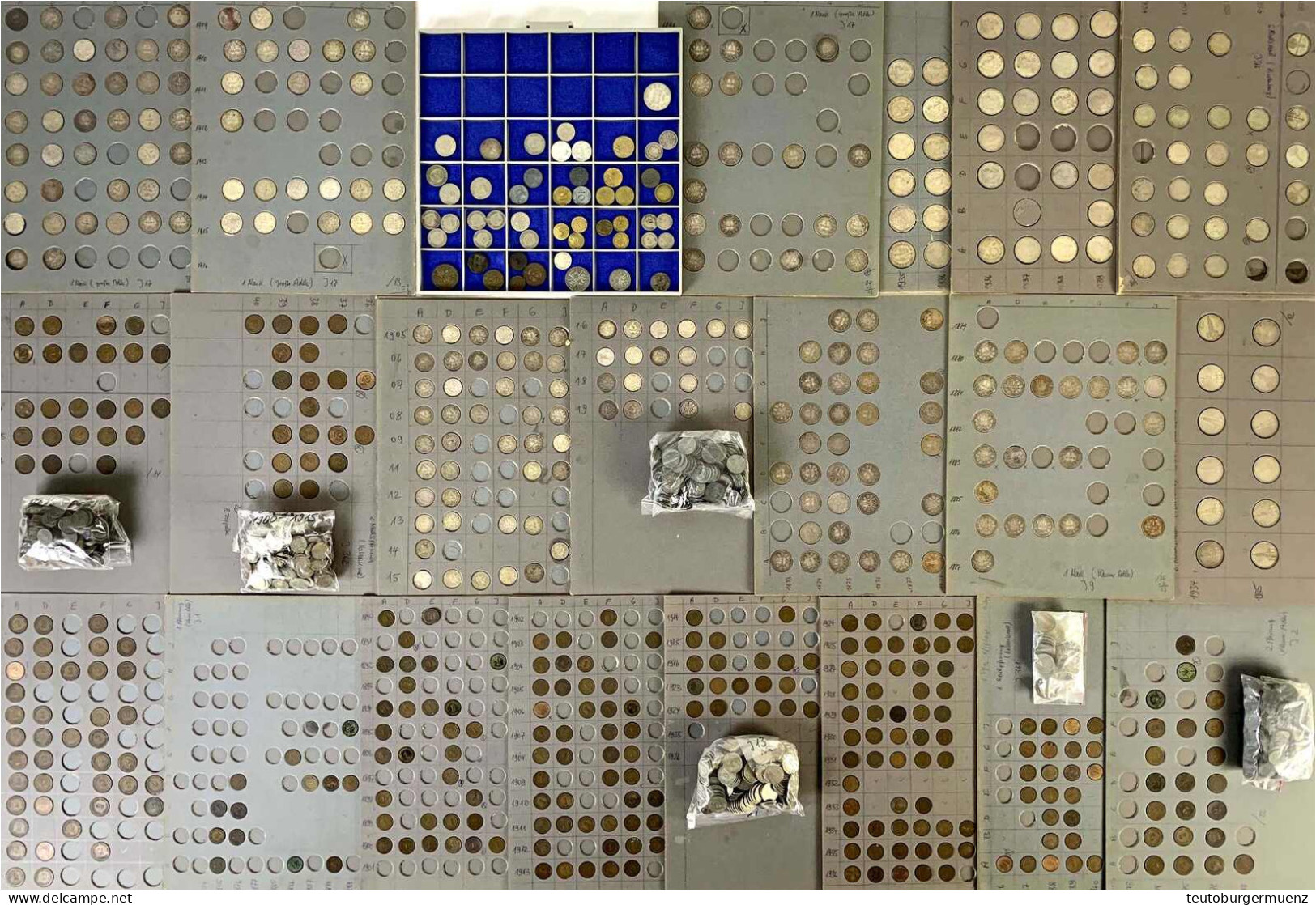Nachlass Von Sicherlich über 1000 Kurs- Und Kleinmünzen Ab Dem Kaiserreich Bis 3. Reich. Dabei Auch Div. Silbermünzen, M - Autres & Non Classés