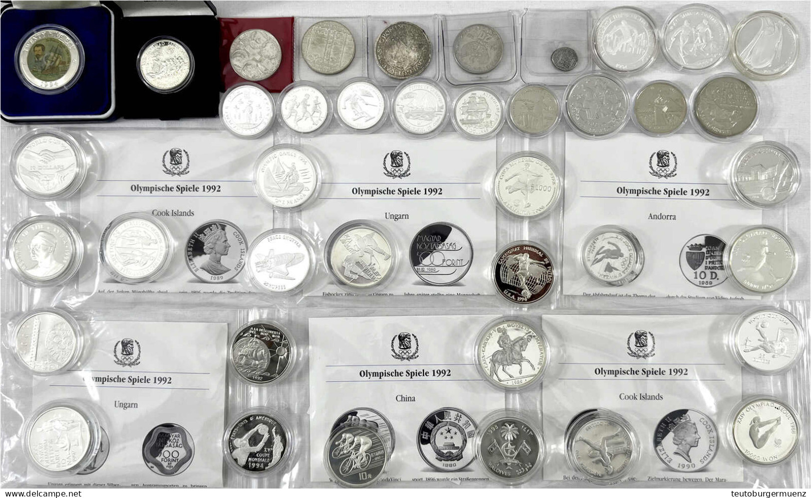 40 Münzen: 24 Silbergedenkmünzen In Crown-Größe Aus 1986 Bis 2003, Dabei U.a. 3 X Bulgarien: 1 X 1990, 2 X 1993, Andorra - Other & Unclassified