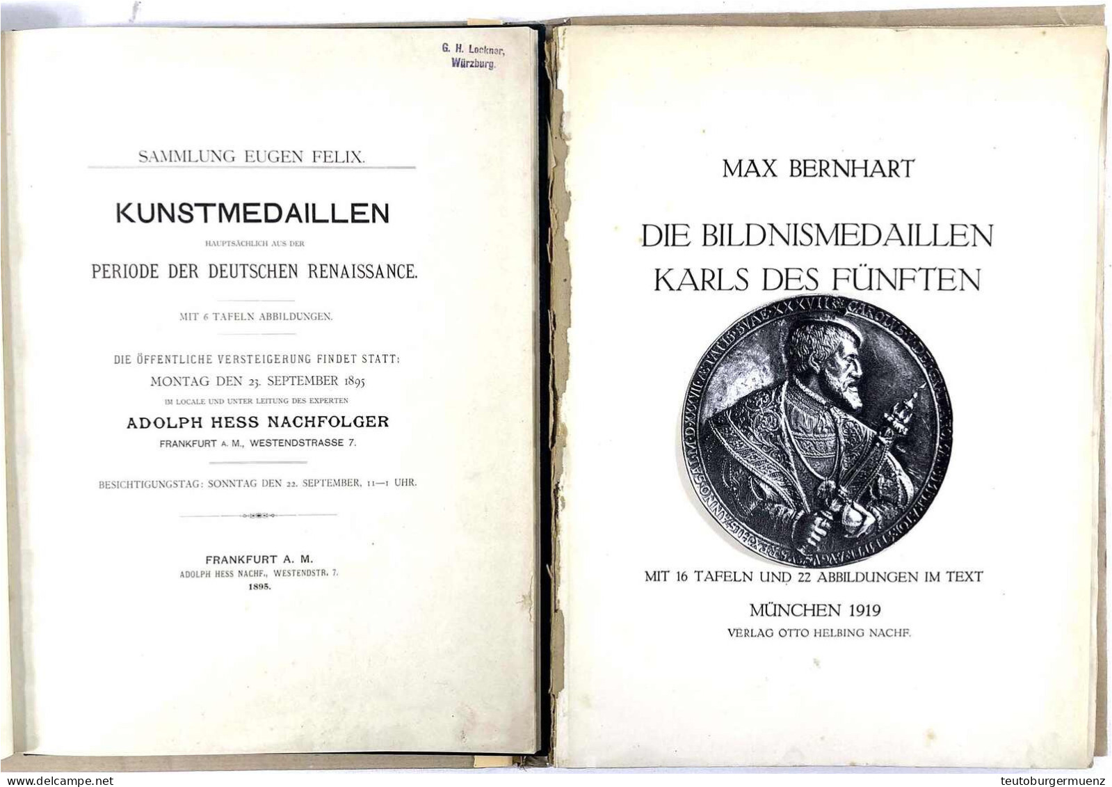 2 Bücher Zu Renaissancemedaillen: BERNHART, M. Die Bildnismedaillen Karls Des Fünften. München 1919 (100 Seiten, 16 Tafe - Literatur & Software