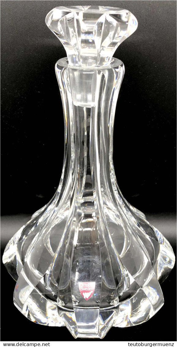 Designer-Flasche Von Henning Koppel (1918-1981 Kopenhagen) Für Orrefors, Schweden. Am Boden Signiert. Klares Glas Mit St - Vidrio & Cristal