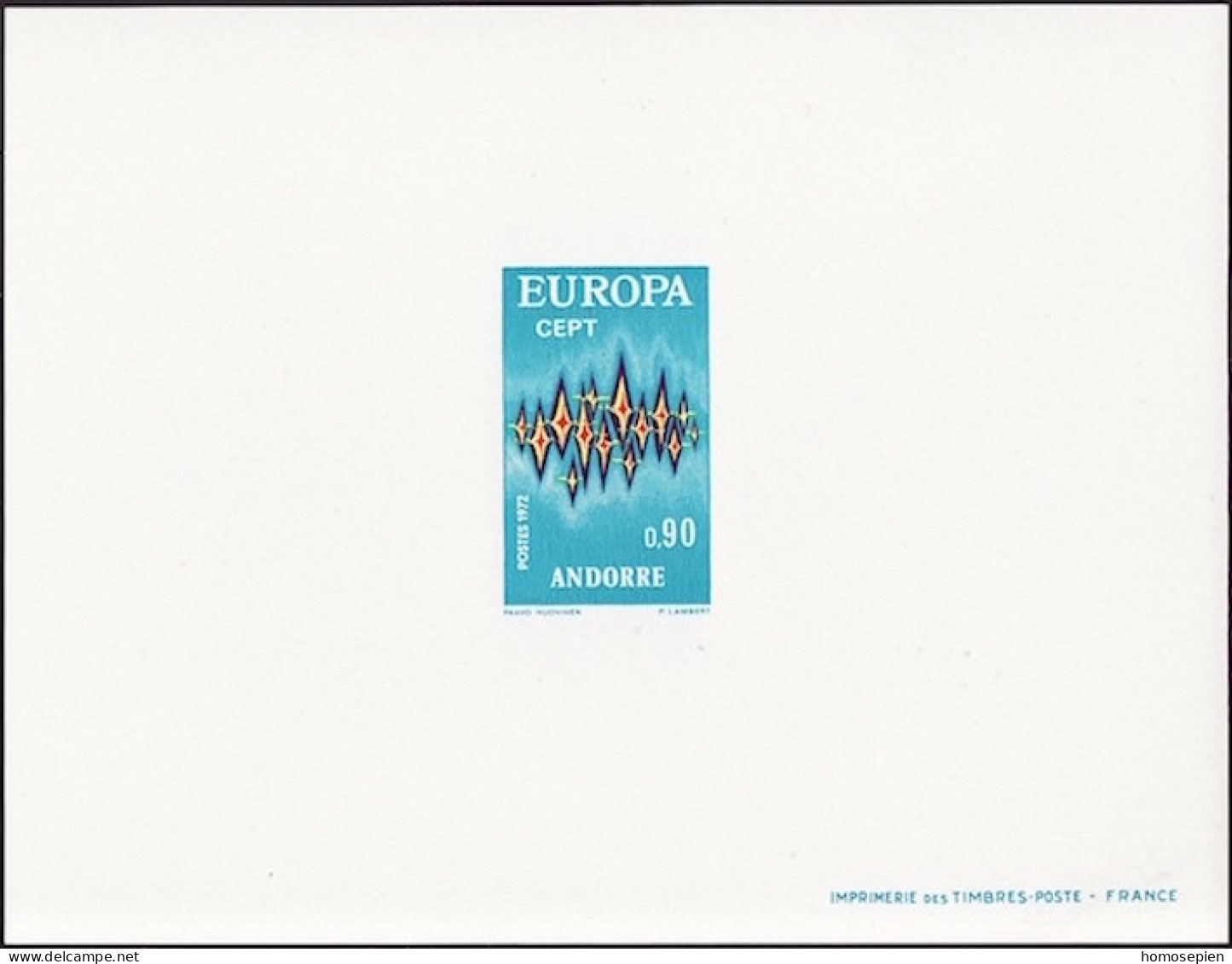 Andorre Français - Andorra épreuve 1972 Y&T N°EL218 - Michel N°DP239 *** - 90c EUROPA - Covers & Documents