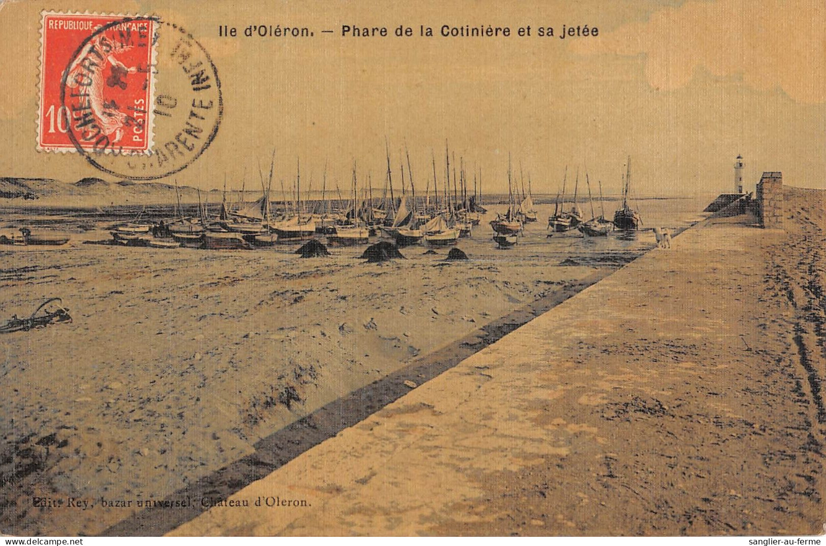 CPA 17 ILE D'OLERON / PHARE DE LA COTINIERE ET SA JETEE / Cpa Toilée Rare - Sonstige & Ohne Zuordnung