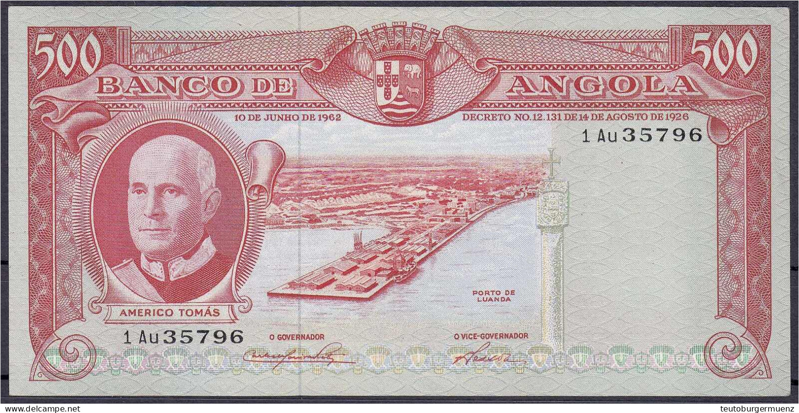 500 Escudos 10.6.1962. I- Pick 95. - Angola