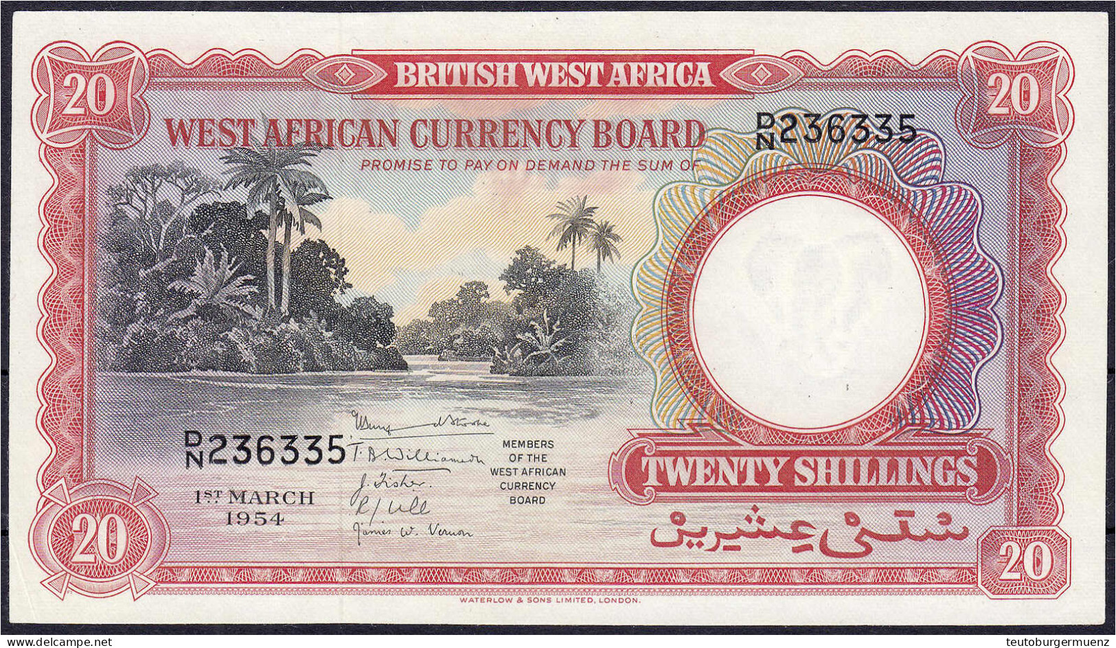 20 Shillings 1.3.1954. I-, Selten In Dieser Erhaltung. Pick 10. - Other & Unclassified