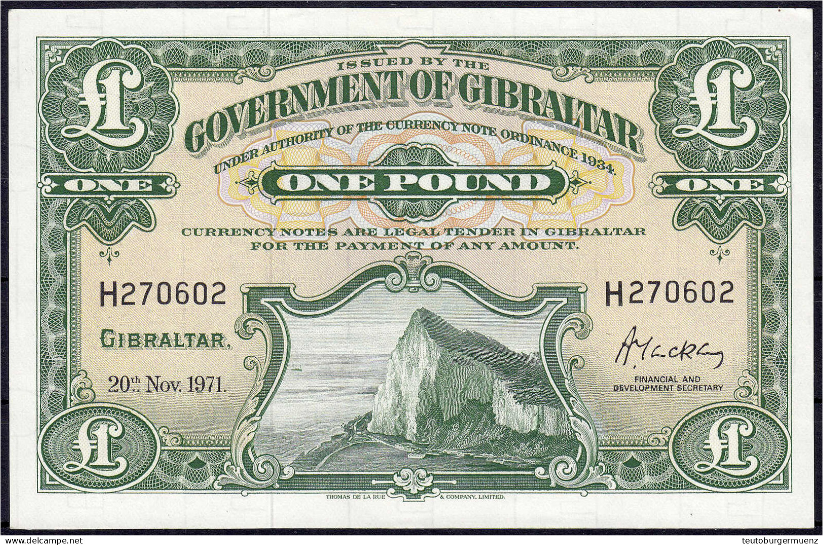 1 Pound 20.11.1971. I. Pick 18b. - Gibraltar
