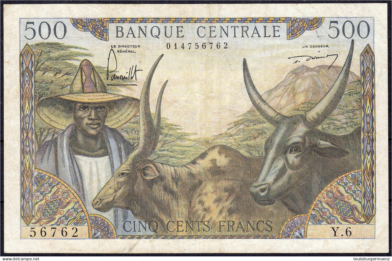 500 Francs O.D. (1962). III, Selten. Pick 11. - Camerún