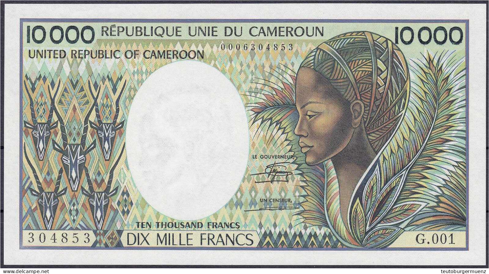 10000 Francs O.D. (1981). I. Pick 20. - Cameroun