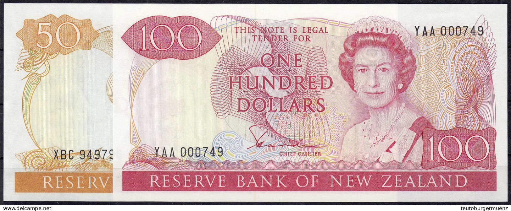 50 U. 100 Dollars O.D. (1981-1985). II U. I. Pick 174a, 175a. - Neuseeland