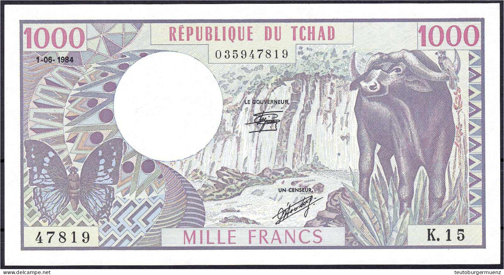 1000 Frans 1.6.1980. I. Pick 7. - Tschad