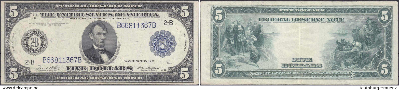 5 Dollar 1914. Blaues Siegel III. Pick 359b. - Otros & Sin Clasificación