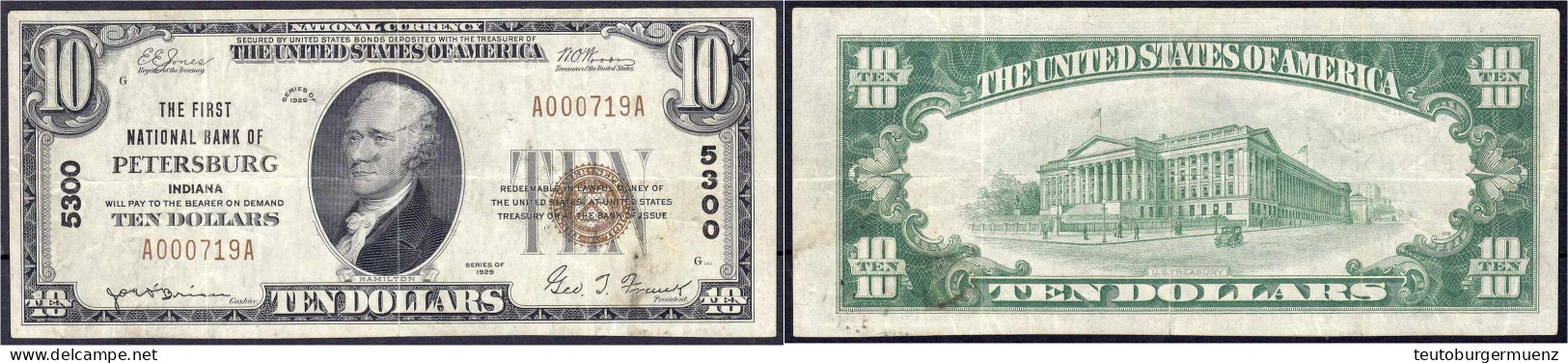 10 Dollar 1929. National Bank Of Petersburg Indiana. III. Pick 396. - Autres & Non Classés