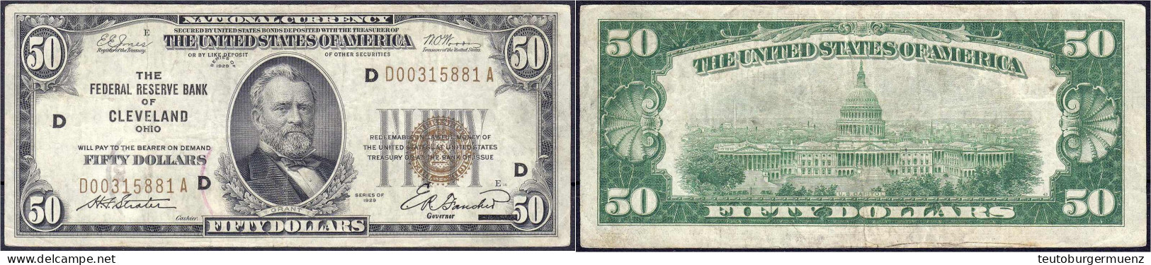 50 Dollar 1929. The Federal Reserve Bank Of Cleveland. III. Pick 398. - Otros & Sin Clasificación