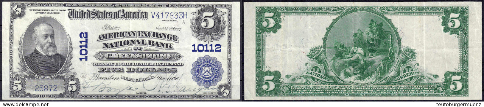 5 Dollar 17.11.1911 American Exchange National Bank, Greensboro. Serie 1902. III. Pick -. - Autres & Non Classés