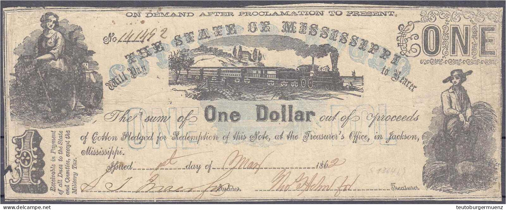 1 Dollar 1.5.1862. III-IV, Kl. Einrisse, Nadelstiche Und Kl. Fehlstelle Unten Links. Pick S1365. - Other & Unclassified