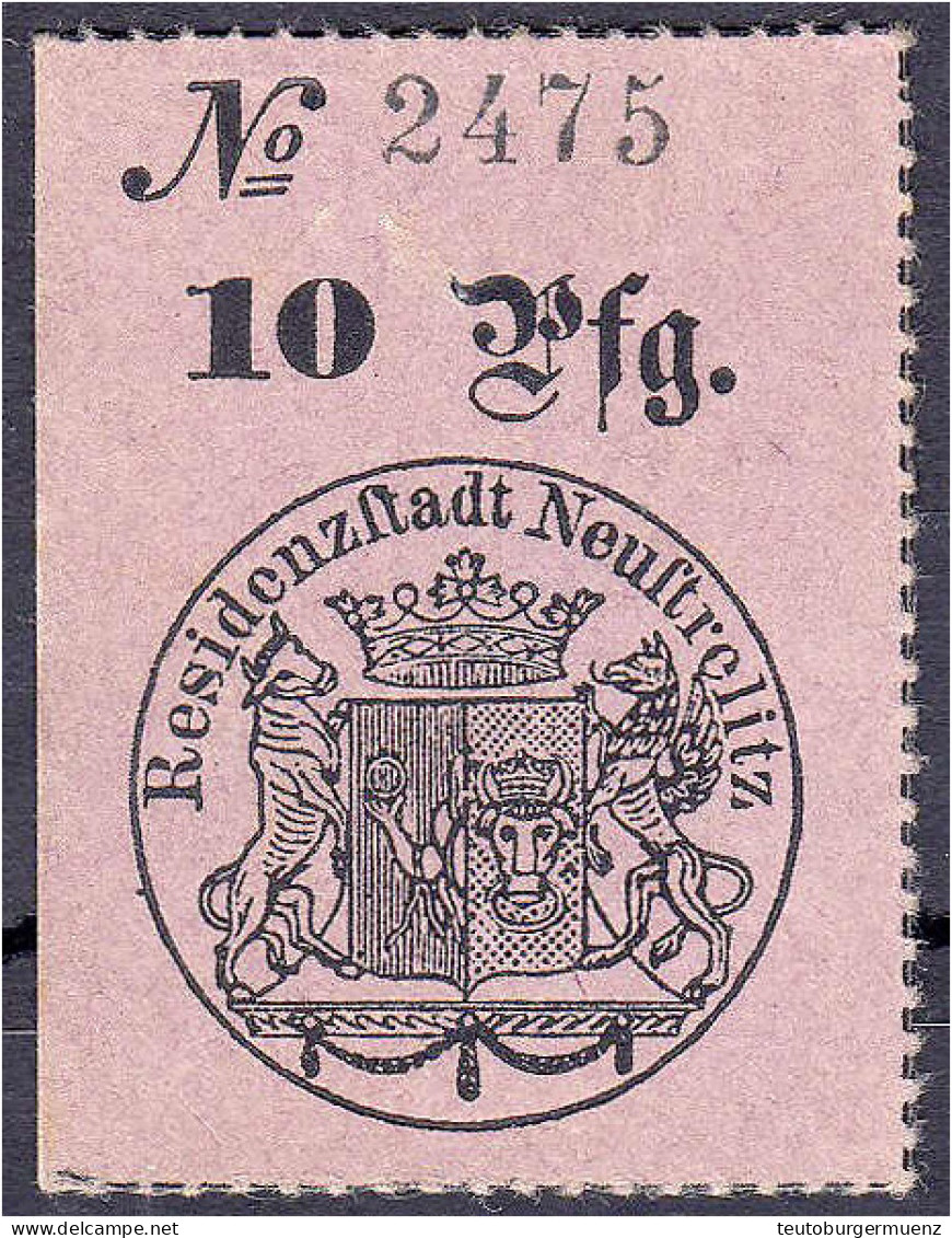 10 Pfg. Gutschein Der Residenzstadt Neustrelitz O.D. (28.6.1893). KN 3,5 Mm Hoch. Ausgegeben Zur Goldenen Hochzeit Des G - [ 1] …-1871 : Estados Alemanes