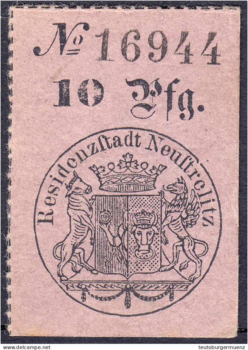 10 Pfg. Gutschein Der Residenzstadt Neustrelitz O.D. (28.6.1893). KN 5 Mm Hoch. Ausgegeben Zur Goldenen Hochzeit Des Gro - [ 1] …-1871 : Stati Tedeschi