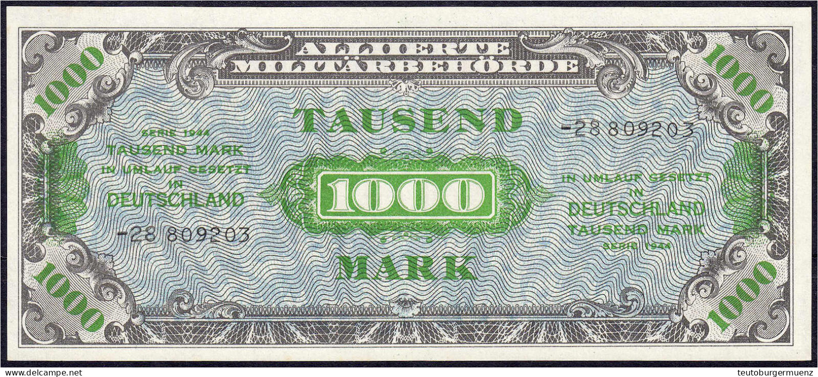 1000 Mark 1944. UDSSR-Druck Ohne Englischem „F“. I. Rosenberg 207c. Grabowski. AMB-8c. Pick 198. - Other & Unclassified