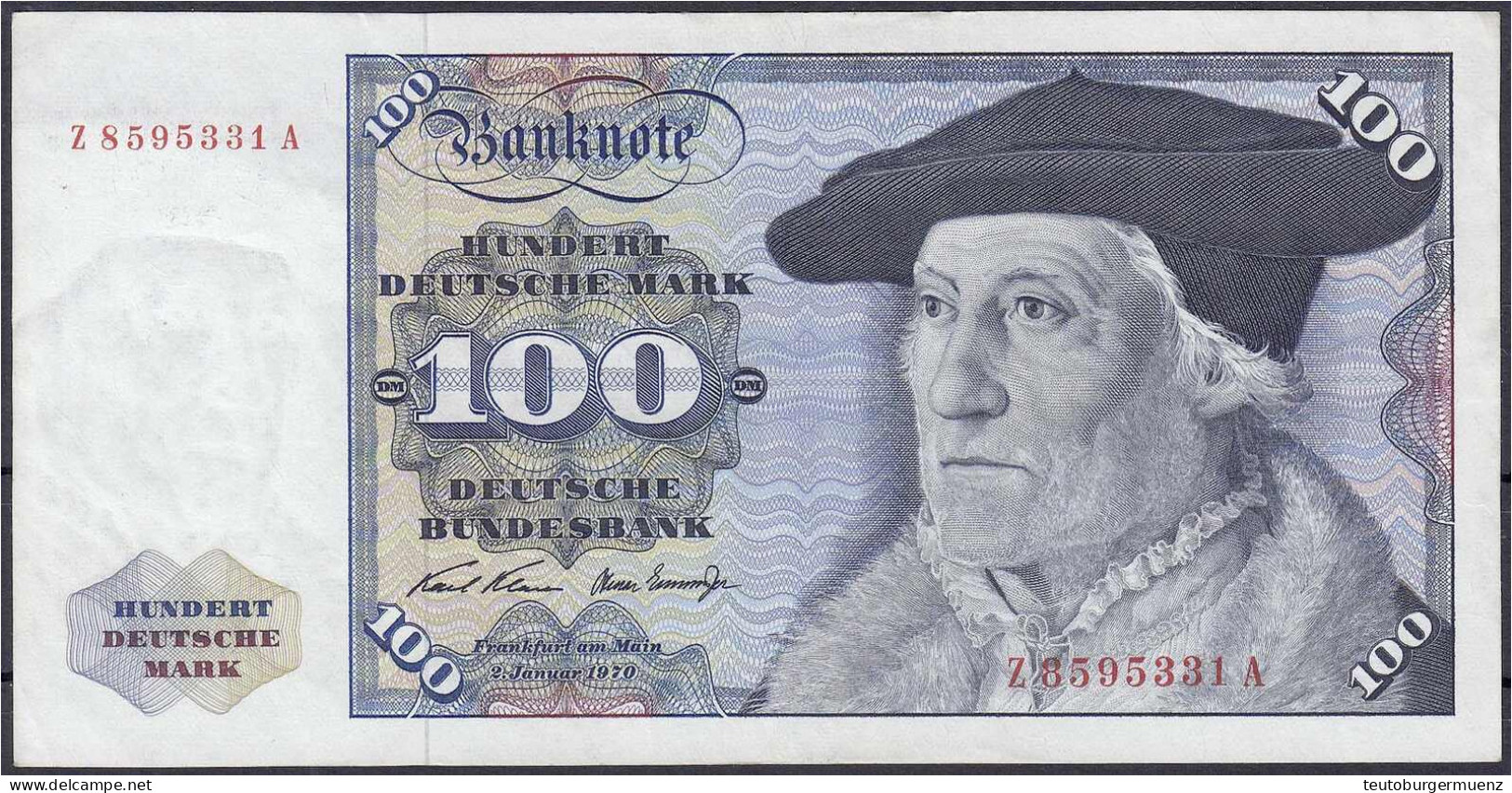 100 Deutsche Mark Austauschnote 2.1.1970. Serie Z/A. III, Selten. Rosenberg 273c. Grabowski. BRD-17c. - Sonstige & Ohne Zuordnung