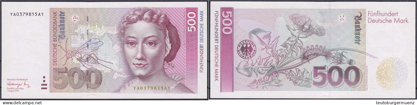 500 Deutsche Mark Austauschnote 1.8.1991. Serie YA/A. I, Selten. Rosenberg 301b. Grabowski. BRD-45b. - Other & Unclassified