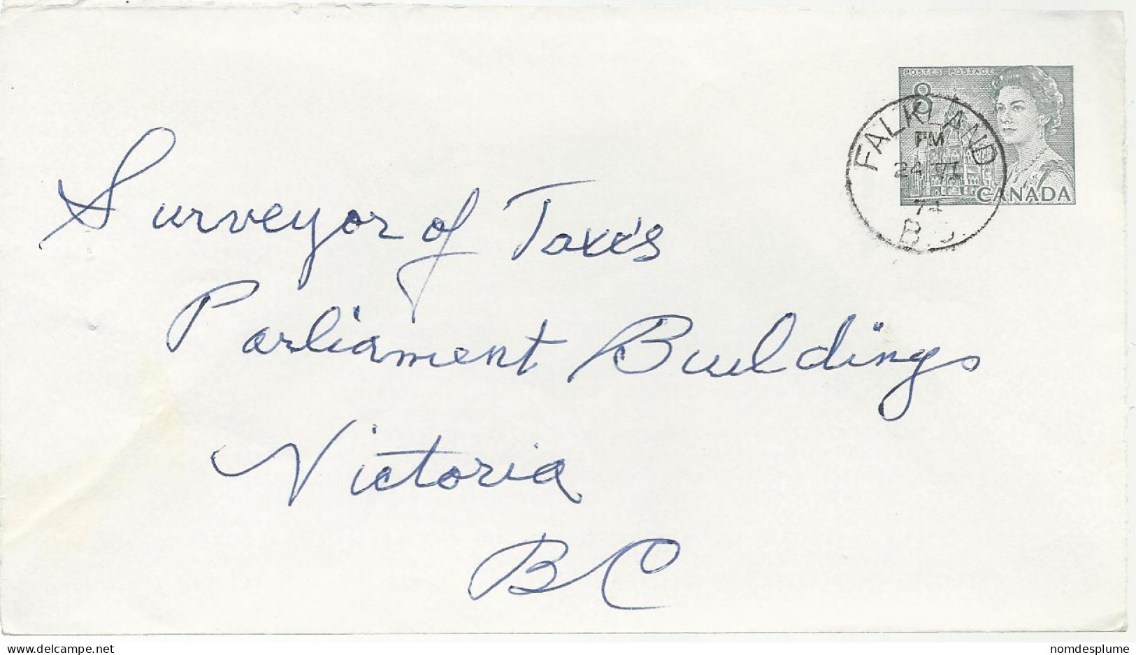 24392) Canada Falkland Postmark Cancel - Brieven En Documenten